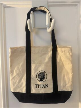 Titan Cream and Black Canvas Tote Bag